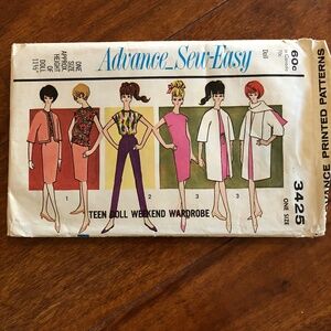 Fashion Doll clothing sewing patterns vintage
